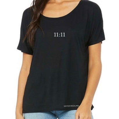 11:11 ANGEL NUMBERS SLOUCHY T SHIRT (BLACK)