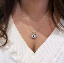 Load image into Gallery viewer, GLASS EVIL EYE RHODIUM NECKLACE (GOLD)
