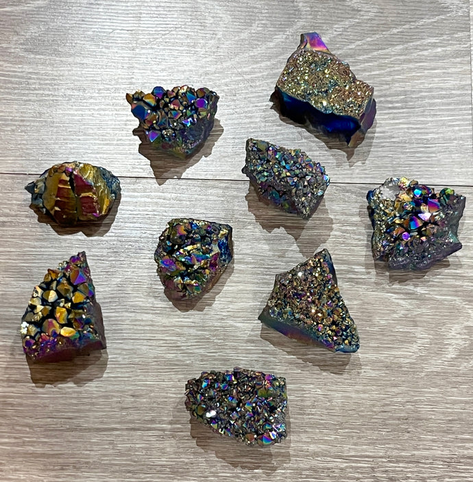 RAINBOW TITANIUM AMETHYST AURA QUARTZ PIECES