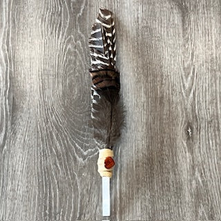 SMUDGING FEATHER FAN WITH CRYSTAL