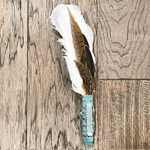 SMUDGING FEATHER FAN WITH CRYSTAL