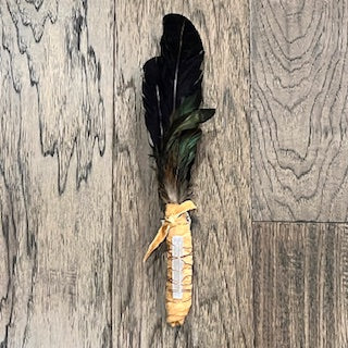 SMUDGING FEATHER FAN WITH CRYSTAL