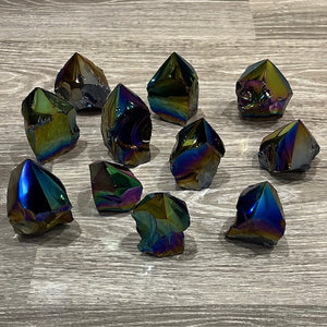 RAINBOW TITANIUM AMETHYST AURA QUARTZ POINTS