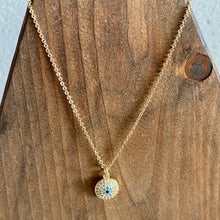 Load image into Gallery viewer, EVIL EYE SMALL ROUND NECKLACE (BLUE CENTRE)
