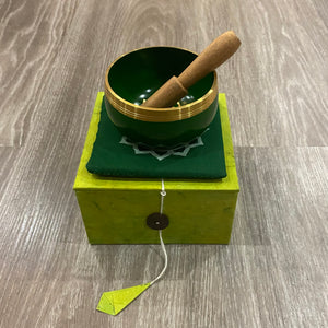 TIBETAN SINGING BOWL- GREEN/HEART