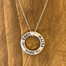 Load image into Gallery viewer, FAITH HOPE LOVE RHODIUM NECKLACE
