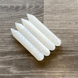 SELENITE ENGRAVED WANDS