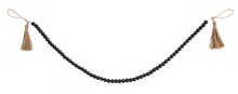 Load image into Gallery viewer, BLACK WOOD BEADED GARLAND WITH TASSEL

